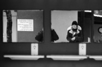 Image of sheet 19790050 photo 19: Olivia Heussler mit in Gordevio. spiegelungen und Selbstportrait. Kanton Tessin Ticino 1979 Schweiz Spiegel Campingplatz