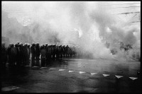 Image of sheet 19800092 photo 18: Polizeieinsatz mit Traenengas an der Langstrasse, Zuerich, 1980.
Aus: Zürich Sommer 1980 Cover p.0
Zürich Youth movement protest Schweiz 
Exhibition: Belgrade Photo Month 2019
Photobastei 2.0 Zürich 2020