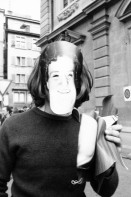 Image of sheet 19800160 photo 2: An Demonstration vor Rathaus werden Masken der Stadtraetin Emilie Lieberherr getragen, Zuerich 1980.

Jugendbewegung
