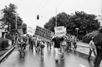 Image of sheet 19800261 photo 14: AnwohnerInnen  'Schweighofstrasse = Abgaskanal' Demo gegen Verkehr. Kinder   'Mehr Sicherheit für uns Aeltere' steht auf einem Schild eines Jungen! '2 Jahre und keine Lösung'  'Weg mit dem Autobahnverkehr auf der Quartierstrasse' etc. Key
Zürich Schweiz trafic public transport Protest Demonstration Kids Strasse
