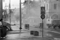 Image of sheet 19800362 photo 17: Demo für sofortige Wiedereröffnung des Autonomen Jugendzentrums AJZ. (geschlossen am 4.9.80) 
Steine werfende zivile Polizeibeamte 'Agents Provocateurs' verhaften einen Demonstranten. 338 Verhaftungen. Tränengas Einsatz am Limmatquai. Verhaftung.
6.9.1980:::Für den Samstag ruft die Bewegung zu einer Grossdemonstration auf: «Für die sofortige Wiedereröffnung des AJZ, aber subito, susch tätschts!» Die Menschenansammlung wird von der Polizei aufgelöst. Am frühen Abend versammeln sich rund 2000 Demonstrierende auf dem Hirschenplatz. Sie beschliessen, eine unbewilligte Demonstration zur Platzspitzanlage durchzuführen und dort eine VV abzuhalten. Auseinandersetzungen zwischen den Demonstrierenden und der Polizei bis in die frühen Morgenstunden. Mehrere hundert Personen werden verhaftet. 
tear gas wasserwerfer
Jugendbewegung Bewegig AJZ Zürcher Jugendunruhen Demonstrationen
Zürich youth movement 1980 √
© 1980, by OLIVIA HEUSSLER / www.clic.li
