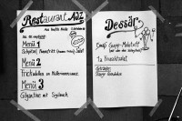 Image of sheet 19800481 photo 17: Menukarte im Restaurant des Autonomen Jugendzentrums in Zürich, Oktober 1980.
Jugendbewegung Bewegig AJZ Zürcher Jugendunruhen Demonstrationen