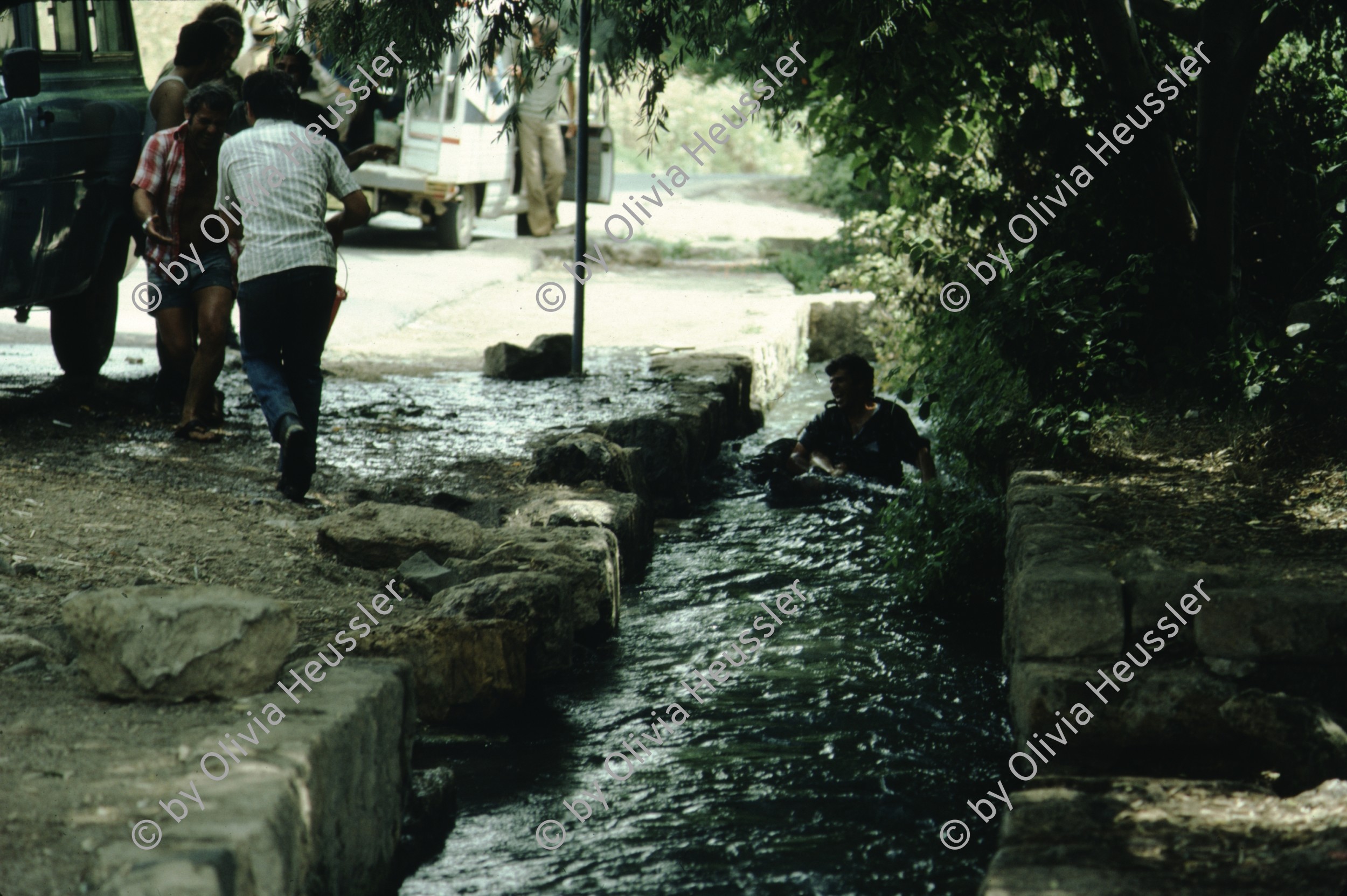 Image of sheet 19803002 photo 124: Druze bathing at Jordan river source, Israel 1980.