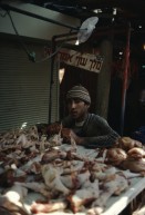 Image of sheet 19803002 photo 129: Palestinian Chicken vendor, Market, Haifa Old town, Israel 1980.