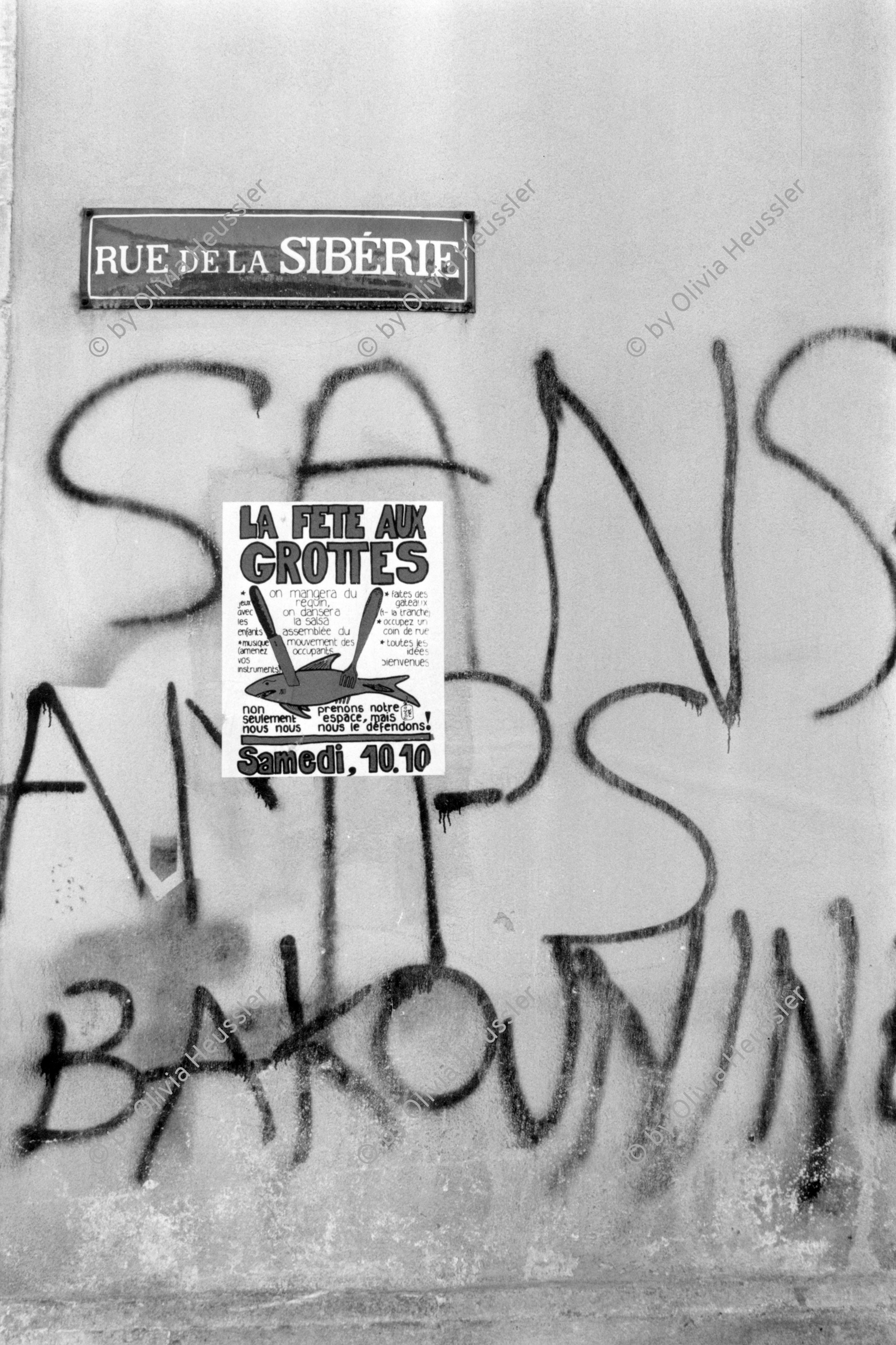 Image of sheet 19810620 photo 14: Genf. Les Grottes. Rue de la Sibérie Bakounin. 1981 √ geneva housing occupation house Geneva Switzerland Suisse