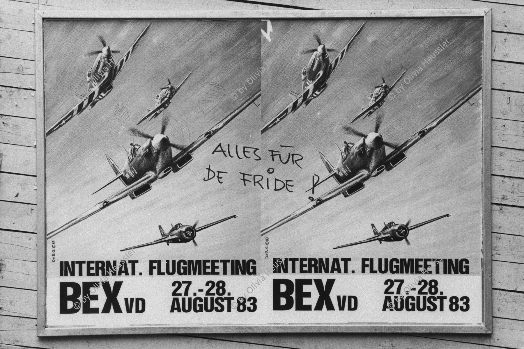 Image of sheet 19830200 photo 31: Plakat für den Frieden gegen Flugmeeting.  Zürich 1983 √