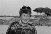Image of sheet 19830230 photo 6: Enten im Teich bei Murcia. Nachts. Palmen sind mit Eisen befestigt. Portrait Hey Heussler und Ruth Guggenheim- Heussler. Olivia Kirchturmspitz. Fiesta de la Merced Barcelona. Heilige Jungfrau Maria wird durch die Menge getragen. Explosionen von Feuerwerkskörper. Barcelona Spanien 1983
La Mercè (Catalan pronunciation: [ɫə mərˈsɛ]) is the annual festival (festa major in Catalan) of the city of Barcelona in Catalonia, Spain. It has been an official city holiday since 1871, when the local government first organized a program of special activities to observe the Roman Catholic feast day of Our Lady of Mercy, La Mare de Déu de la Mercè in Catalan. Although the actual feast day is September 24, the festivities begin a few days beforehand