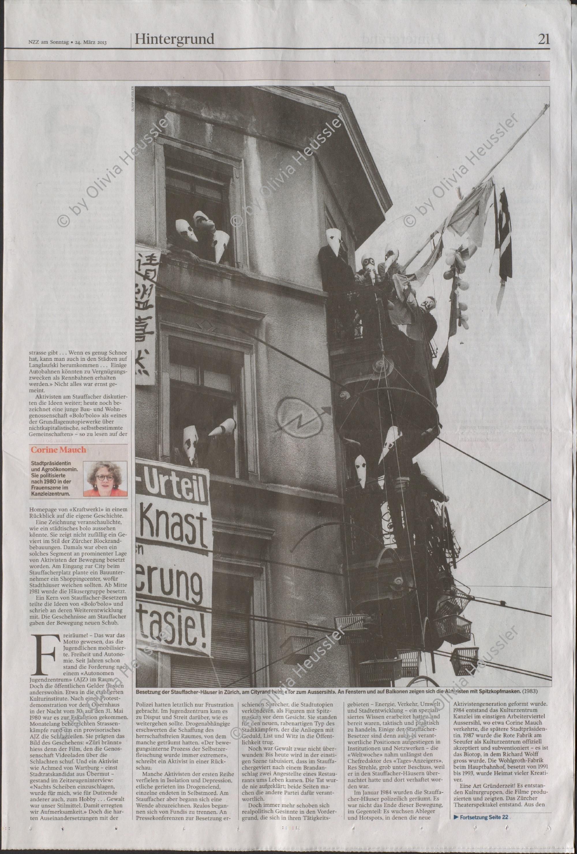 Image of sheet 19840020 photo 0: Stauffacher Innenhof Besetzung durch Zürcher libertäre Aktivistinnen Hausbesetzer Kultur Transparent  'Besetzt' Spitzköpfe
Zürich 1983 
Stauffacher Besetzung Wohnungsnot Wohnen Häuserkampf Hausbesetzung Zürich Badenerstrasse 1984  Kreis vier 4 Schweiz Europe Switzerland Swiss occupy Aussersihl