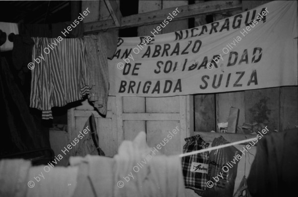 Image of sheet 19840140 photo 3: Sandinist mit unter Leintuch des Ejercito Popular Sandinista. Transparent Schweizer Brigaden. Arbeitsbrigade Brigadisten Brigadistinnen Brigada Suiza. Latrinenbau. Wolfgang Vogel Winterthur Ceibo. Isla de Zapotillo Willy aus Aarau mit Leguane Iguanas. Nicas und Schweizer. Fischerboote. Rudern Insel im Nicaragua see. Solentiname Archipelago de Solentiname. Abendstimmung. Nicaraguaner lernt englisch. Rio San Juan San Carlos Nicaragua 1984