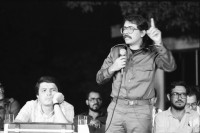 Image of sheet 19840240 photo 32: Ein Cara al Pueblo. 'Mit dem Gesicht zum Volk'. mit Daniel Ortega und Sergio Ramirez. Thema Comiteé de Defensa Sandinista (CDS). Managua Nicaragua 1984