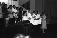 Image of sheet 19840270 photo 5: Im nicaraguanischen Staatsrat. Die politische Opposition glänzt durch ihre Abwesenheit. Nr. 9 
5.5. 1984 Consejo de Estado. Sanchez etc. damaliger Amerikanischer Botschafter. Name nicht mehr bekannt. 
Der neue Präsident des parlamentarischen Nationalkongress in Managua Carlos Nuñez Tellez. 
Managua Nicaragua 1984