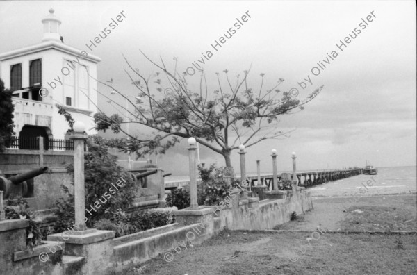 Image of sheet 19840320 photo 35: Ein kleiner Zirkus. Olivia und Ruth Heussler im Club des sandinistischen Kulturhauses Kulturzentrum in Leon. Baum steht in Bar und ragt aus dem Blechdach. Strand und Palmen. San Juan del Sur. Nicaragua 1984