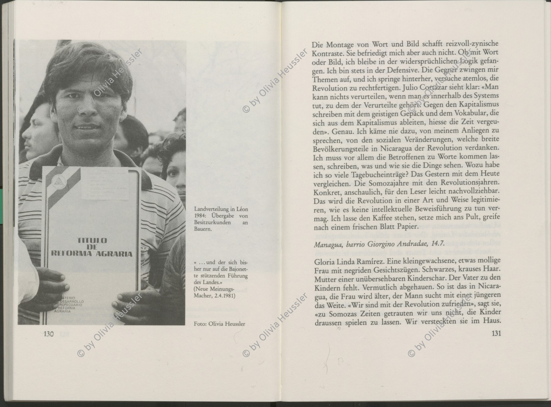 Image of sheet 19840390 photo 29: book

Der sandinistische FSLN Landwirtschaftsminister Cmdte. Komandant Jaime Wheelock verteilt den Bauern Landtitel. Entrega de Tierra. Mutter eines Gefallenen. Eingehüllt in Militärplane. Gladys Baez verteilt den Bauern Landtitel  Cmdte. Komandant Daniel Ortega. 1984 Nicaragua Léon
Sandinist Sandinismus