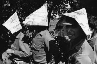 Image of sheet 19840630 photo 39: Soldaten der sandinistischen Volksarmee benützen während den ersten Wahlen unter den Sandinisten die Parteizeitung der FSLN «la Baricada» als Sonnenschutz. Managua Nicaragua Nov. 84 sun hut military sandinist troops shadow elections
1984 √

The Sandinista Popular Army (or People's Army; Ejército Popular Sandinista, EPS) was the military established in 1979 by the new Sandinista government to replace the National Guard, following the overthow of Anastasio Somoza Debayle.