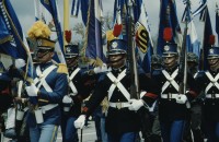 Image of sheet 19843003 photo 11: Ranghohe Offiziere der honduranischen Streitkraefte an einer Parade in Tegucigalpa, Las Tapias, Honduras am 16. April 1984, Zentralamerika.

19843003 1984
Militaer; Personal; Generaele; Honduras; Parade; Verantwortliche; Folter; Las Tapias; Orden; Sonnenbrille; Streitkraefte; Offiziere; ranghohe