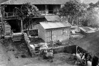 Image of sheet 19850060 photo 13: Das Wohnhaus und das Büro der Gewerkschaft der Kaffee plantagen Arbeiter. Matagalpa Nicaragua 02.85 central america home house farm coffee plantage harvest picker farmer worker men center  1985 √ © olivia heussler office union