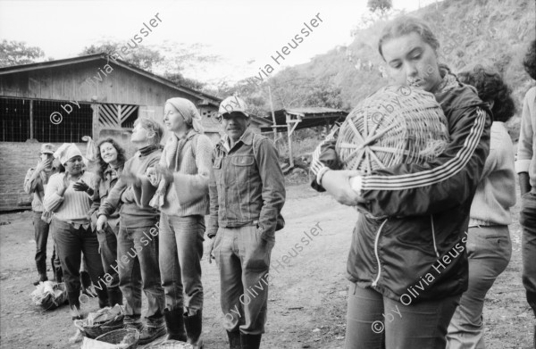 Image of sheet 19850100 photo 28: Kinder tanzen für die Pinata auf der Kaffeehacienda. Von der Ford Stiftung foundation, 
The Ford Foundation is a private foundation based in New York City and created in 1936 by Edsel Ford and Henry Ford. It was funded originally by a US$25,000 gift from Edsel Ford[1] but by 1947 after the death of the two founders, the foundation owned 90 percent of the non-voting shares of the Ford Motor Company. (The Ford family kept the voting shares to themselves.)[2] The foundation sold its Ford holdings and now plays no role in the automobile company. For years, the foundation was the largest and one of the two or three most influential foundations in the world, with a global reach and special interests in education, the arts, and Third World development

ist einer gekommen und singt mit dem Leiter von INIES. Campesina und Pflückerin stellt ihren Pflückkorb selbst her. Handwerk. Die PflückerInnen der Brigade warten auf den Abmarsch ins Feld. Zwei Geschwister und ihre noch leeren Körben. Auf dem Weg ins Feld. kleiner Junge läuft mit den BrigadistInnen. Der Verantwortliche Kaffeevorarbeiter kontrolliert die Arbeit. Gruppenbild mit Olivia. Kleiner Junge beim Plücken. Matagalpa Nicaragua 1985