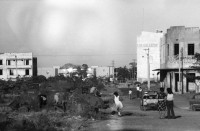Image of sheet 19850140 photo 15: Noch sind die alten vor dem Erdbeben gebauten Häuser im Zentrum bewohnt. Sie sind aber als Ruinen zu bezeichnen. Sonntagnachmittag in Managua Nicaragua 1985 √ Mann man reading in hammock hamock Hängematte am lesen 
© 1985, by OLIVIA HEUSSLER / www.clic.li