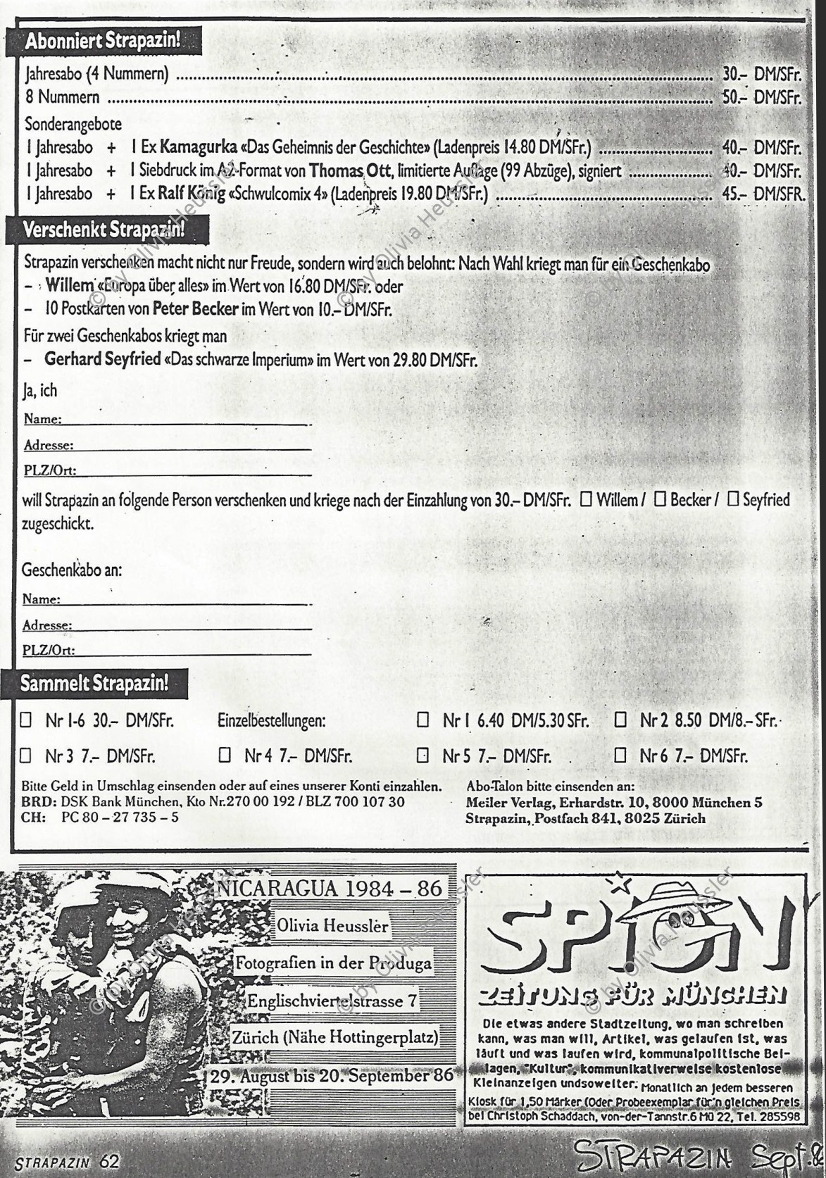 Image of sheet 19850160 photo 18: Das Frauenbataillon Veronica Lacayo ist aus Leon und im Nachschub tätig. Die Frauen haben eigene Brüder, Männer und Söhne im Krieg verloren und AMNLAE hat ihnen einen Einsatz möglich gemacht. Für die Männer an der Front sind sie eine Aufmunterung. Die jüngste hat sogar ihre Lippen rot angestrichen. 2 tanzen miteinander eng verschlungen. Lachender Soldat mit Munition um den Körper. Gruppenbild der Soldatinnen. Gruppenbild der Frauen mit Gabriel Gabrielle Baur, Kristina Konrad und Anne (?) und Olivia. Ein Soldat beim rasieren. Kristina beim Abmarsch. Olivia Portrait und beim Abstieg vom Cerro 1300. Frauen tanzen. Kalaschnikow AK-47 Awtomat Kalaschnikowa, obrasza 47 (kyrillisch ??????? ??????????? ??????? 47), ein sowjetisch-russisches Sturmgewehr. 
Tabakfelder bei Esteli. Soldaten. Nicaragua 1985
«Cerro 1300», Dpto. de Nueva Segovia, 1985