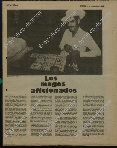 Image of sheet 19850200 photo 36: Ein Campesino beim Bingo spielen. Glücksspiel. Esteli Nueva Segovias Nicaragua 1985