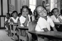 Image of sheet 19850220 photo 17: Costa Atlantica Raas

Girls learning in publicschool.
Bluefields (or Blewfields) is the capital of the municipality of the same name, and of Región Autónoma del Atlántico Sur (R.A.A.S.) in Nicaragua. It was also capital of the former Zelaya Department, which was divided into North and South Atlantic Autonomous Regions. It is located on Bluefields Bay at the mouth of the Escondido River.