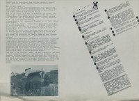Image of sheet 19850420 photo 20: Ich bin mit Nadine Hostettler unterwegs für eine Reportage über Kunst im Krieg für die Basler Zeitung. Wir sprechen mit Bayardo Gamez ein Künstler aus Esteli er arbeitet mit Juanita Brüssel zusammen. Sein Atelier ist voller Tierschädel behenkt. Die Eingangshalle im Haus wo seine Mutter Maria einen Laden betreibt, ist mit alten Postern aus der Zeit um s 68 dekoriert, seine Grossmutter stirbt am nächsten Tag. Ich mache ihr letztes Bild. Miguel Romero zeigt sein Bild 'We are the World' in Somoto. Die Kirche von Somoto. Unter dem Baum stehen Maulesel. 
nr. 31 Miguel Obando in Somoto mit seiner Mutter Ein abgestürztes Flugzeug liegt im Friedhof Wrack bei Condega.  Che Guevara hängt fast in jeder Küche. Ein Comics zeichner mit seinem Kind auf den Knien. Silla Stuhl Nicaragua 1985
