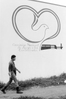 Image of sheet 19850461 photo 12: Centro de Convenciones «Olaf Palme» Handikapierte Invalide Kriegsinvalide Soldaten vor dem Zentrum für die Hilfe von Kriegsgeschädigten. trägt eine Armprothese. Nicaragua 1985 War √ handicaped soldier Milizionär Miliz amputation Arm Handicap Handikap
Kriegsversehrter Invalid disabled war soldier army military center prothese arms weapon kalaschnikow Graffiti peace pigeon