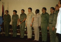 Image of sheet 19850462 photo 36: Robert Mugabe spricht im Olaf Palme Zentrum in Managua Sergio Ramirez Mercado etc. 

Kontaktsheet Blattkopie fehlt ohne Sheet