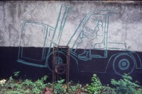 Image of sheet 19853000 photo 34: Wandmalerei einer Gabelstapler-fahrerin.
Aus: «Der Traum von Solentiname» EPF, Zürich 
«El Sueño de Solentiname» IHNCA Managua p.27