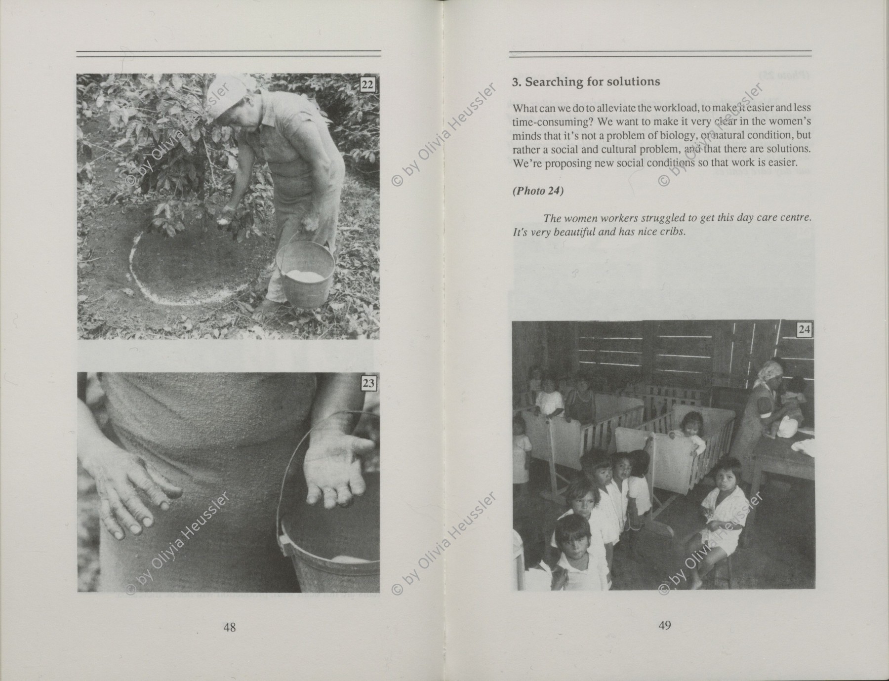 Image of sheet 19860160 photo 4: © 1986, olivia heussler /www.clic.li
Aus: Der Traum von Solentiname / The dream of Solentiname / El sueño de Solentiname page 62  co deza mediathek
Aus: von Zeit zu Zeit
Self-organized day care center. El Canton Cooperative Dep. Matagalpa
Guarderia infantil organizada por la cooperativa 

Im neuen Kindergarten der Kaffeecooperative El Canton, Nicaragua 07.86 1986 schlafen die Kleinkinder in kleinen Hängematten. √ Kindergarden

© 1986, OLIVIA HEUSSLER / www.clic.li

gerahmt framed with passepartout 37 x 52 cm

book.