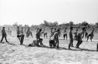 Image of sheet 19870021 photo 2: Militär Army FSLN Sandinisten Sandinist Im Militärischen Ausbildungslager in Bluefields, sandinistische Soldaten marschieren in Reih und Glied an der heissen Sonne. Bockspringen.
