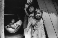 Image of sheet 19870021 photo 32: Miskito-Mädchen in Rama-Key an der Nicaraguanischen Atlantikküste, Nicaragua 1987.
Miskito-Family at home. Mother sits in a hammock. 
Región Autónoma del Atlántico Sur (Spanish for "Autonomous Region of the Southern Atlantic"), sometimes shortened to RAAS, is one of two autonomous regions in Nicaragua. It covers an area of 27,407 km² and has a population of 382,100 (2005 census). The capital is Bluefields.
