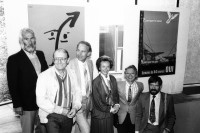 Image of sheet 19870150 photo 13: LDU Landesring der Unabhängigen v.l.n.r.   u.a. Herbert Mäder, Paul Günter, Walter Biel, Monika Weber, und Franz Jäger in Baden Schweiz 

frtsg. 870120 .
Schweiz Switzerland politics swiss politician politik politiker nationalrat LDU 1987 √ Nationalrat Prof. Franz Jäger Landesring der Unabhängigen LDU. Professor an der HSG Wirtschafts Hochschule St. Gallen, Präsident des LDU. Parlamentsvertreter Member of the parliament
political party partei swiss national