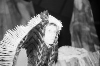 Image of sheet 19870180 photo 10: Federlos Zirkus Theater mit Hans-Ruedi Käser als Igel, Rote Fabrik, Zürich 1987.