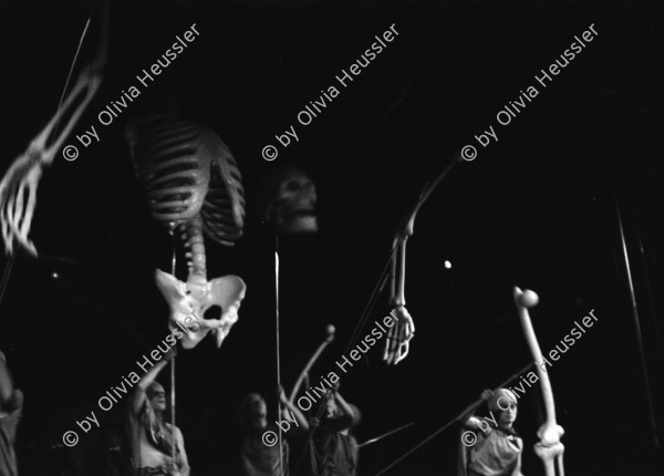 Image of sheet 19870190 photo 27: Zirkus Theater Federlos mit Skeletts, Rote Fabrik, Zürich 1987.