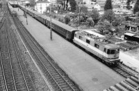 Image of sheet 19870213 photo 14: frtsg. 870212 Portrait Schrifsteller Johannes Mario Simmel. Zürichsee, Schafe, Zug Geleise von Europabrücke. Nordmende Schild Zug mit Lockomotive 
Transport Schweiz Switzerland 1987 culture