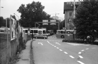 Image of sheet 19880830 photo 3: Tram 8er VBZ und Bus an der Hohlstrasse Höhe ehemaligem Güterbahnhof, Zürich 1988.