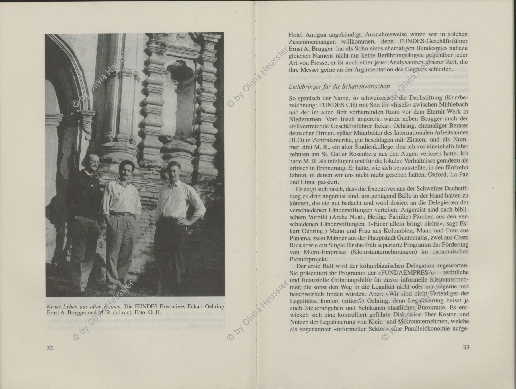 Image of sheet 19880930 photo 18: v.l.n.r. Eckhart Oehring, Ernst A. Brugger und Markus Reichmuth von der Fundes in Antigua Guatemala. Dez. 1988 √

book.