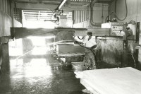 Image of sheet 19881060 photo 9: In der Fabrik 'Nicalit', einer Tochterfirma des Schweizer Multis Schmidheinys, wird noch mit Asbest gearbeitet. Nicaragua, 1988 √

Nicalit Asbest-Fabrik in San Raffael del Sur in Nicaragua, Zentralamerika. Die Nicalit gehoert zum Schmidheiny-Konzern, der weltweit in verschiedenen Fabriken Produkte mit Asbestfasern herstellt. Jahre danach sind viele ehemalige Asbest-Arbeiter an Asbestose erkrankt, einer Krankheit die durch die Asbestfasern ausgeloest wird. Die wenigsten dieser Arbeiter erhielten Entschaedigungen, nachdem die gesundheitsschaedigenden Eigensschaften von Asbest bekannt wurden, die meisten sind ihrer Krankheit bereits erlegen.