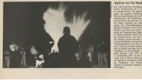 Image of sheet 19890670 photo 30: Val Madris. Höhenfeuer. Gegen ein Stausee und Pumpspeicher Werk
Kanton Graubünden Avers Protest grisons 1989 √ fyer alps Alpenfeuer Feuer Holz Alpeninitiative