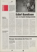 Image of sheet 19900030 photo 30: Stuhlfabrik Dietiker ehem. Direktor mit neuem; Herr Spillmann. (li.) In Fabrikhalle Produktionshalle 
chair meubles möbel wood industry design production hall man director  portrait
swiss Stein am Rhein, Kanton Schaffhausen Schweiz Switzerland Europe √

für Hochparterre