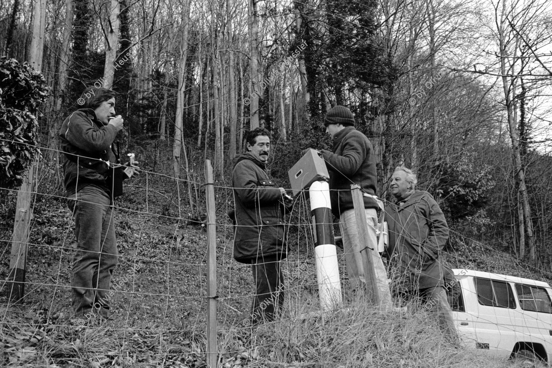 Image of sheet 19900060 photo 14: The workers of 'Nagra' The National Cooperative for the Disposal of Radioactive Waste, during preparations for a planned nuclear waste repository at work in Ollon, Canton Vaud. Switzerland Schweiz