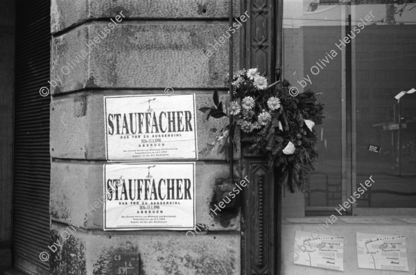 Image of sheet 19900060 photo 6: Stauffacher Plakat. Todesanzeige. Kreis vier Aussersihl 4 Tor zu