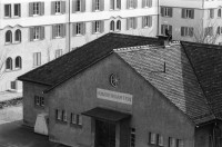 Image of sheet 19900110 photo 9: Portrait vor Ofen im Erismannhof. Städtische Siedlung Zürich 
Iris Zoe und Ruedi Teklenburg. Carla Lia Monti 'Räuberinnen' Ofen Erismannhof 2. Kindergarten. Kinder spielen mit Gewehren. Achmed von Warthburg. Fahrrad in der Stube. X liegt auf Sofa. Carla Lia Monti beim Haareschneiden. Sadam Hussein auf Poster. Zürich 1990