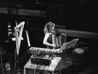 Image of sheet 19900180 photo 22: Zeena Parkins im Konzert mit »Keep the Dog« (mit Fred Frith) in der Roten Fabrik, Zürich 1990.