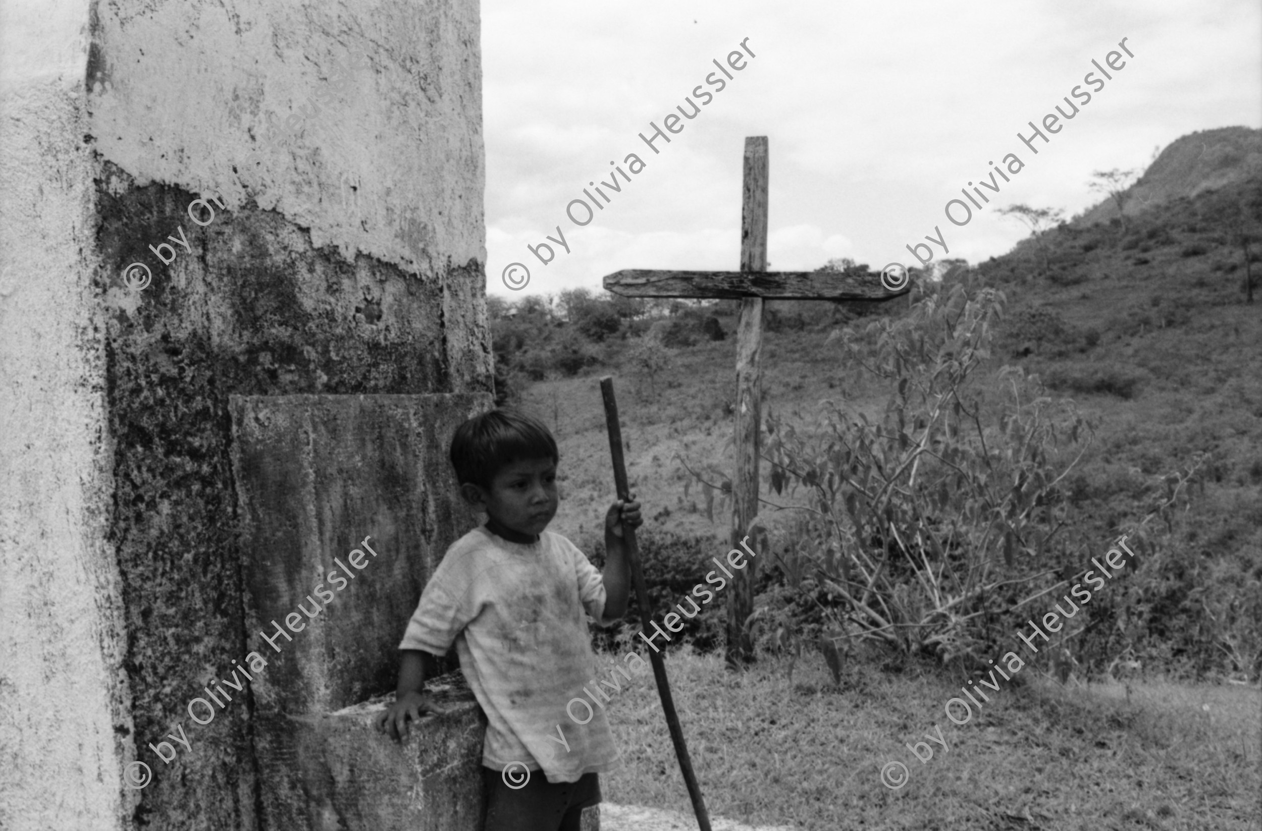 Image of sheet 19900230 photo 28: Nach Asturias übernachtete ich in Matagalpa und fuhr am nächsten Morgen nach La Dalia und dort fragte ich die Leute des fsln Frente ob sie mich nach Polo de Yale fahren. Ich ohne Vehikel Auto wie immer aber mit hartem Grind kriegte in einem kleinen Weiler wo mich der mensch hinfuhr ein Pony samt Jüngling, der mich fast sicher nach Yale brachte. Olivia auf Pferd. Auf dem Weg erkannte ich Dona Theodora. Sie habe ich 1984 und 1986 nach dem Tod ihres Mannes und Sohnes, nach dem Contraüberfall fotografiert. Aus Rührung über unser zusammentreffen weinten wir beide.  Bauer der Kooperative. Lehrerin Schule Polo de Yale Kooperative Landwirtschafts Cooperative
Nicaragua 1990