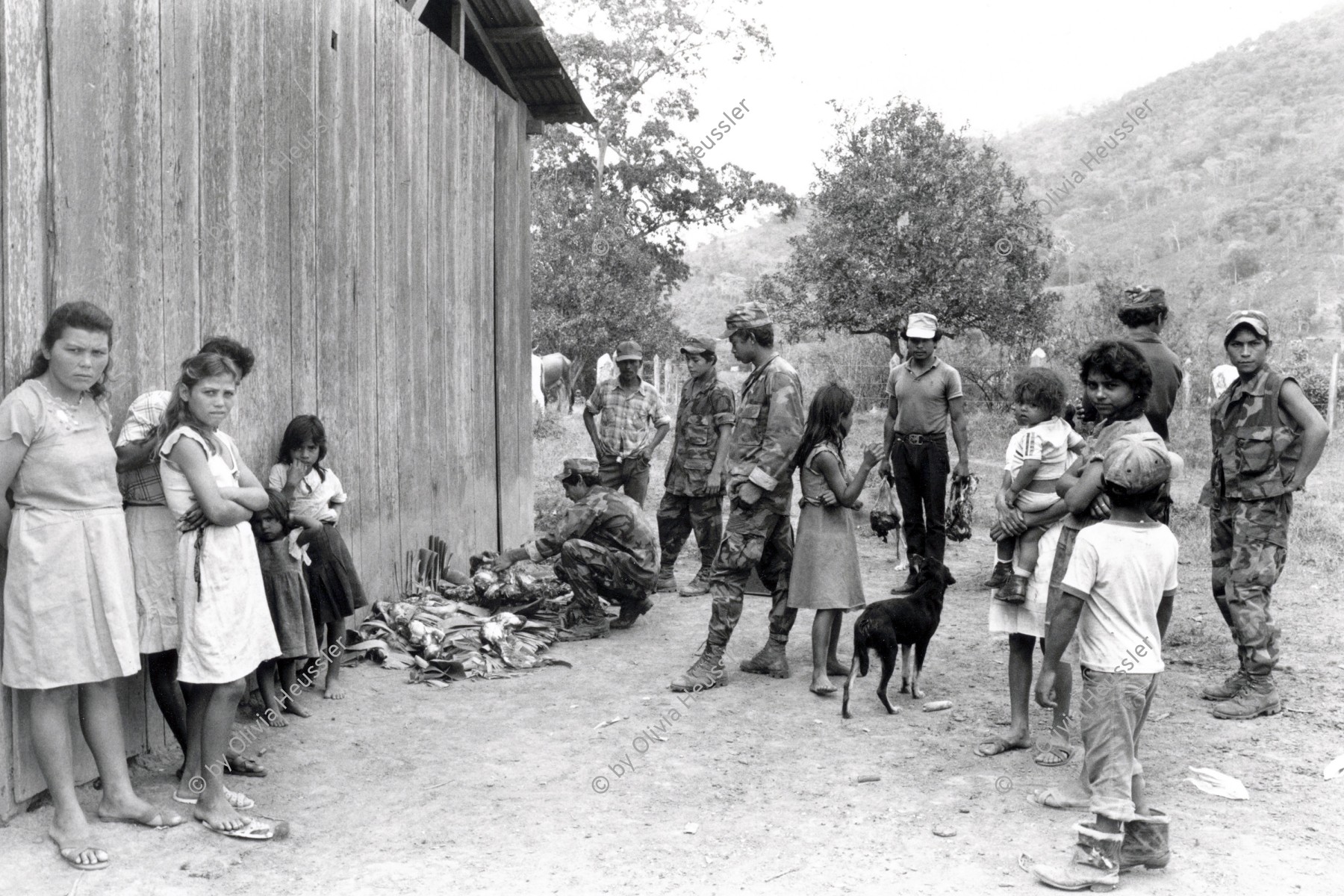 Image of sheet 19900340 photo 10: Contrasoldaten verpflegen sich auf Kosten der Bevölkerung, während des Marschs in die Sicherheitszone, um sich dort durch die UN-Truppen zu entwaffnen. Nicaragua 1990