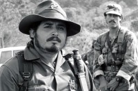 Image of sheet 19900360 photo 17: im Verification Center 1 El Amparo. Camp 1 00;
Contraführer Israel Galeano alias Cmdte. Franklin CIAV-OEA Sicherheitszone. Jinotega Nicaragua 1990 √ Portrait 
war arms rebels contra soldier krieg soldat mercenario mercenaries