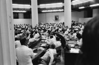 Image of sheet 19900370 photo 2: Am Tag vor der Präsidentschaftsübernahme begrüsste Portrait Daniel Ortega zum letztenmal ausländische Ministerpräsidenten. Die erste Parlamentssitzung verlief turbulent, da abgestimmt wurde ob in Zukunft die Abstimmungen geheim oder offen abgehandelt werden sollen. ital. Ministerpräsident Julio Andreotti, 6 + 10, Alfredo Christiani Nr. 3, 4, 5, + 7 Parlament in Managua. Nicaragua 1990

Alfredo Félix Cristiani Burkard, popularly known as Alfredo Cristiani (born 22 November 1947) was President of El Salvador from 1989 to 1994.