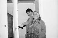 Image of sheet 19900490 photo 16: Wahlen. Rom beim wählen. Der Parteivorsitzende mit seinen Mitarbeitern Mihai im Büro einer der Romni Parteien.Bei der Familie Mihai. Familie Mihai geht ins Wahllokal. Die Grossmutter hat Jahre in Internierungslager im heutigen Moldavien Moldavia ehemalige Sovietunion,  leben müssen, ist auch dabei. Nr. 18. 2 Kinder mit Kinderwagen. Familie Tatu wählen zu Hause. PK in Bukarest. Nr. 23 li: Ivan Gheorghe parlamentarier, Mi: Nikolae Gheorghe. Re: Prof. Raditz.Nr. 31 Luminita Cioaba (mi). US Demokraten und Republikaner National Affairs, überwachten die Wahlen. PK. 

Sibiu. 1990 Romania Rumänien Rumania 
Roma Romi Zigeuner Gypsies for the first elections after 40 years. 
democratical demokratie process prozess